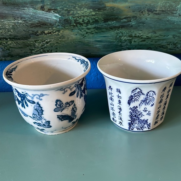 Accents 2 Asian Style Planter Pots Blue And White Ceramic Poshmark